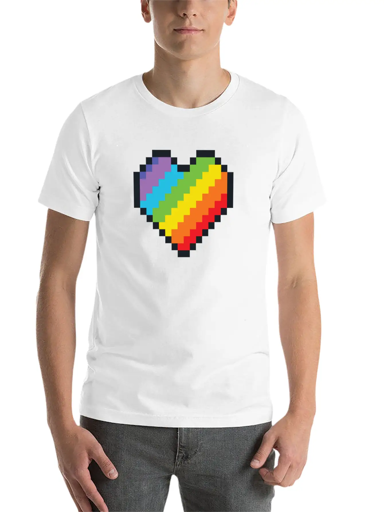 Lgbt Pride Gaymer Pixel Art Heart Basic Graphic T-Shirt – Daily Comfort In Soft Cotton