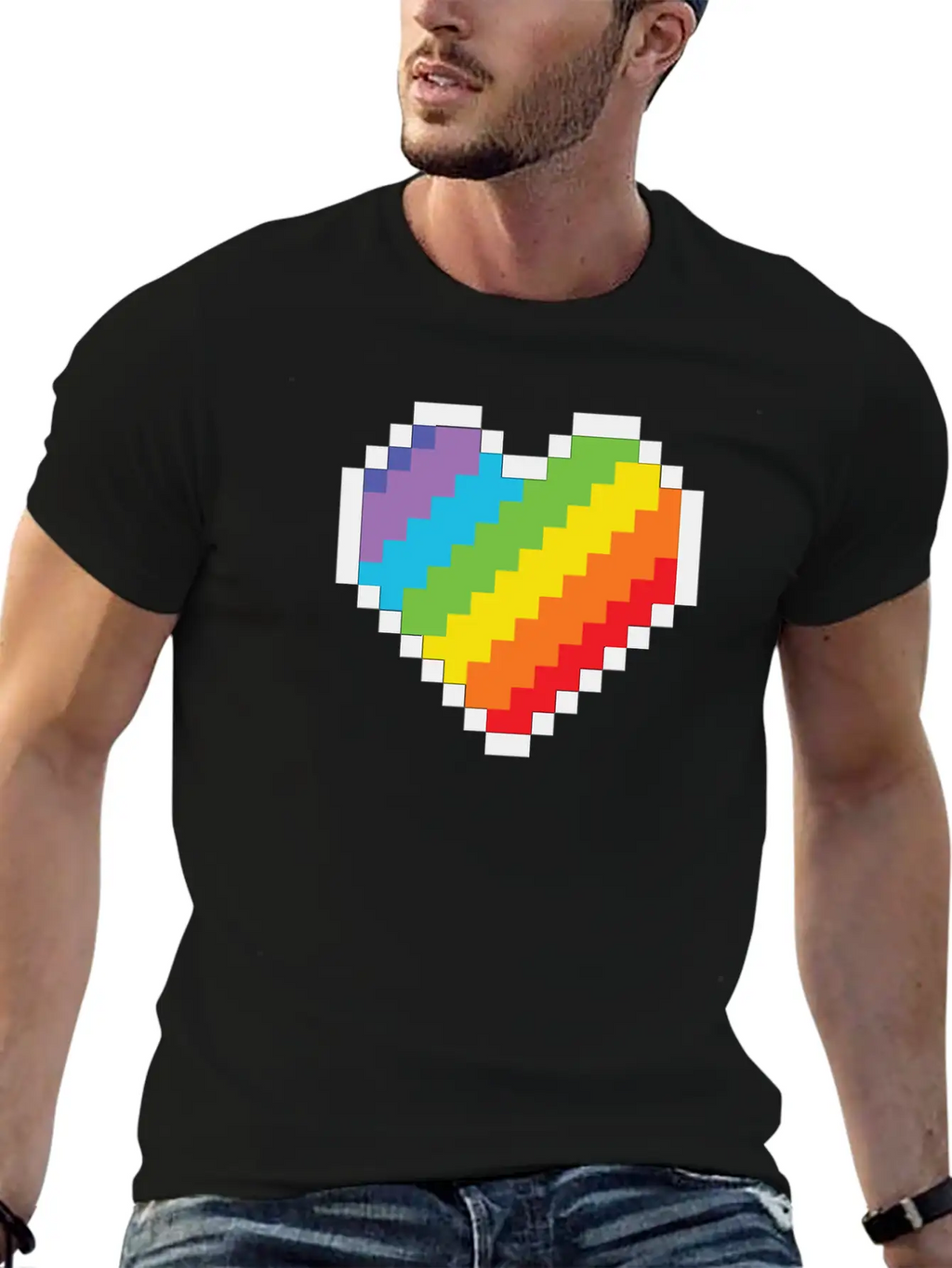 Lgbt Pride Gaymer Pixel Art Heart Basic Graphic T-Shirt – Daily Comfort In Soft Cotton