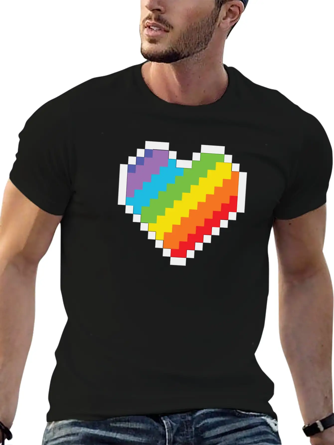 Lgbt Pride Gaymer Pixel Art Heart Basic Graphic T-Shirt – Daily Comfort In Soft Cotton