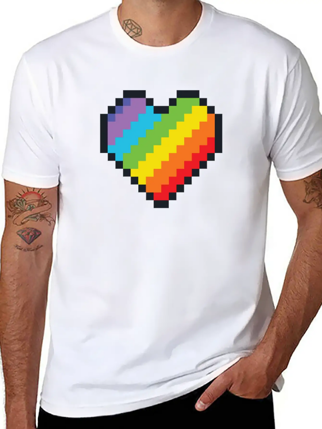 Lgbt Pride Gaymer Pixel Art Heart Basic Graphic T-Shirt – Daily Comfort In Soft Cotton
