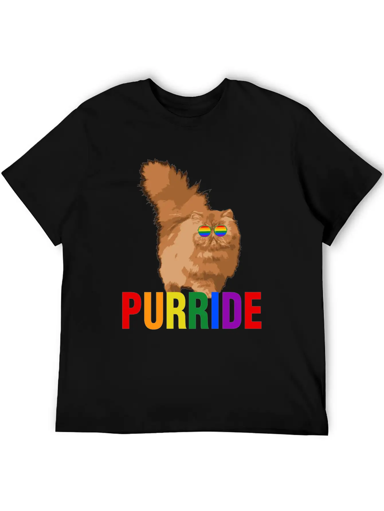 Lgbtq Pride Purride Rainbow Cat Gay Pride Support Essential Cotton Tee For Daily Outfits – Unisex Style