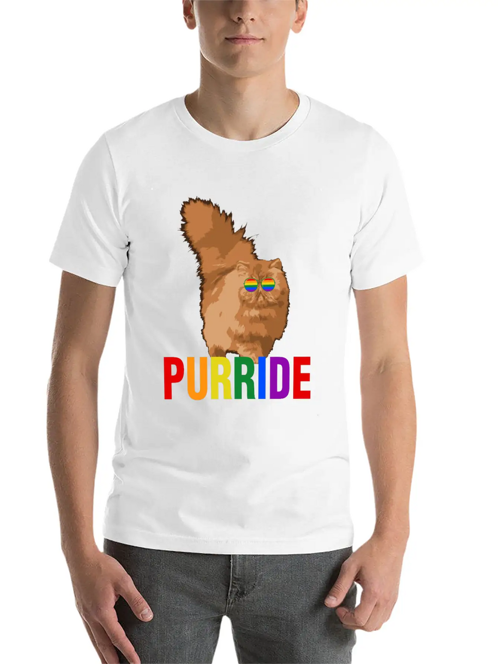 Lgbtq Pride Purride Rainbow Cat Gay Pride Support Essential Cotton Tee For Daily Outfits – Unisex Style