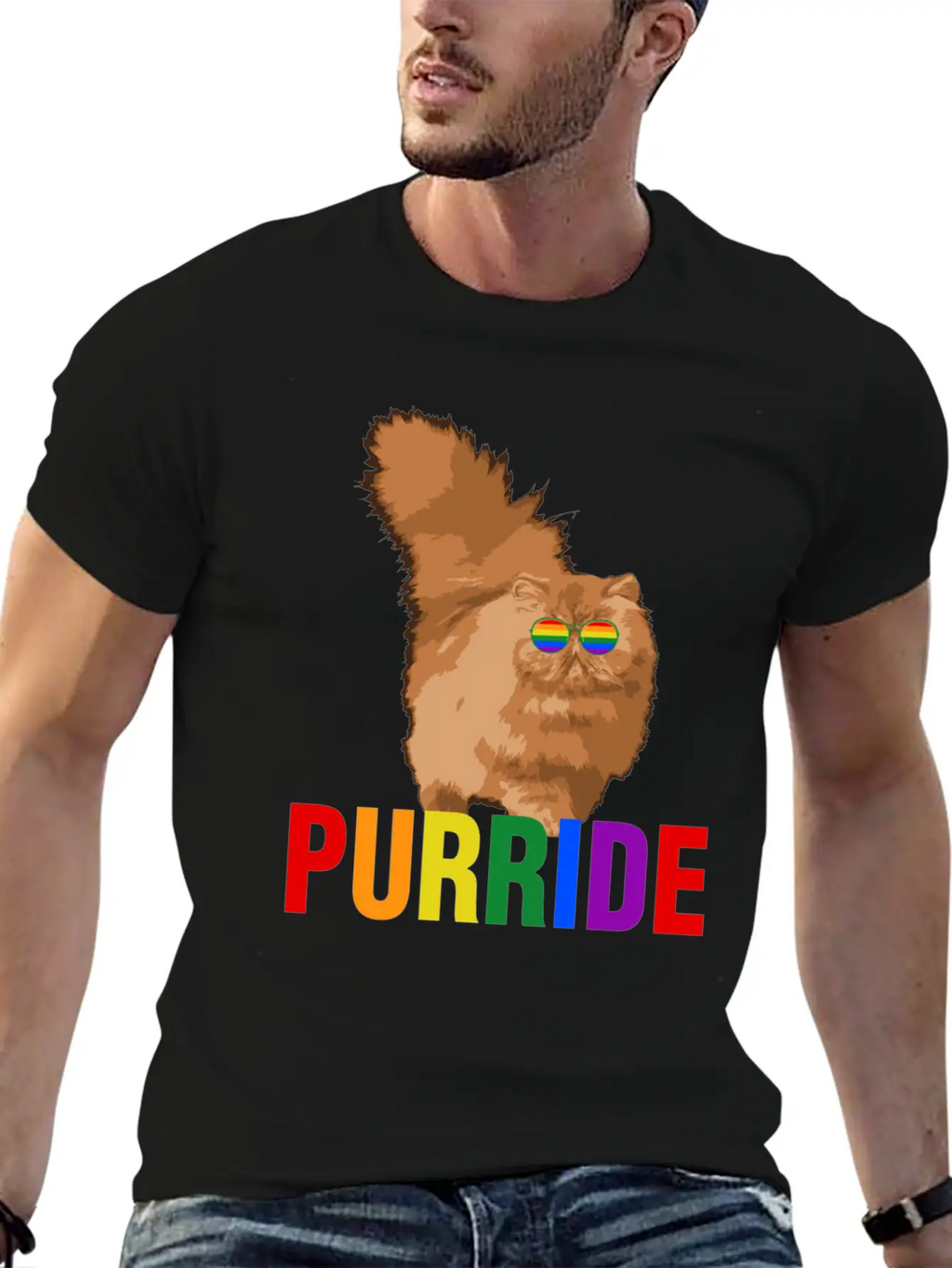 Lgbtq Pride Purride Rainbow Cat Gay Pride Support Essential Cotton Tee For Daily Outfits – Unisex Style