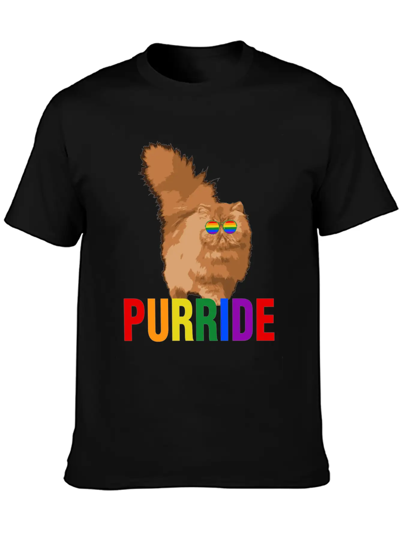 Lgbtq Pride Purride Rainbow Cat Gay Pride Support Essential Cotton Tee For Daily Outfits – Unisex Style