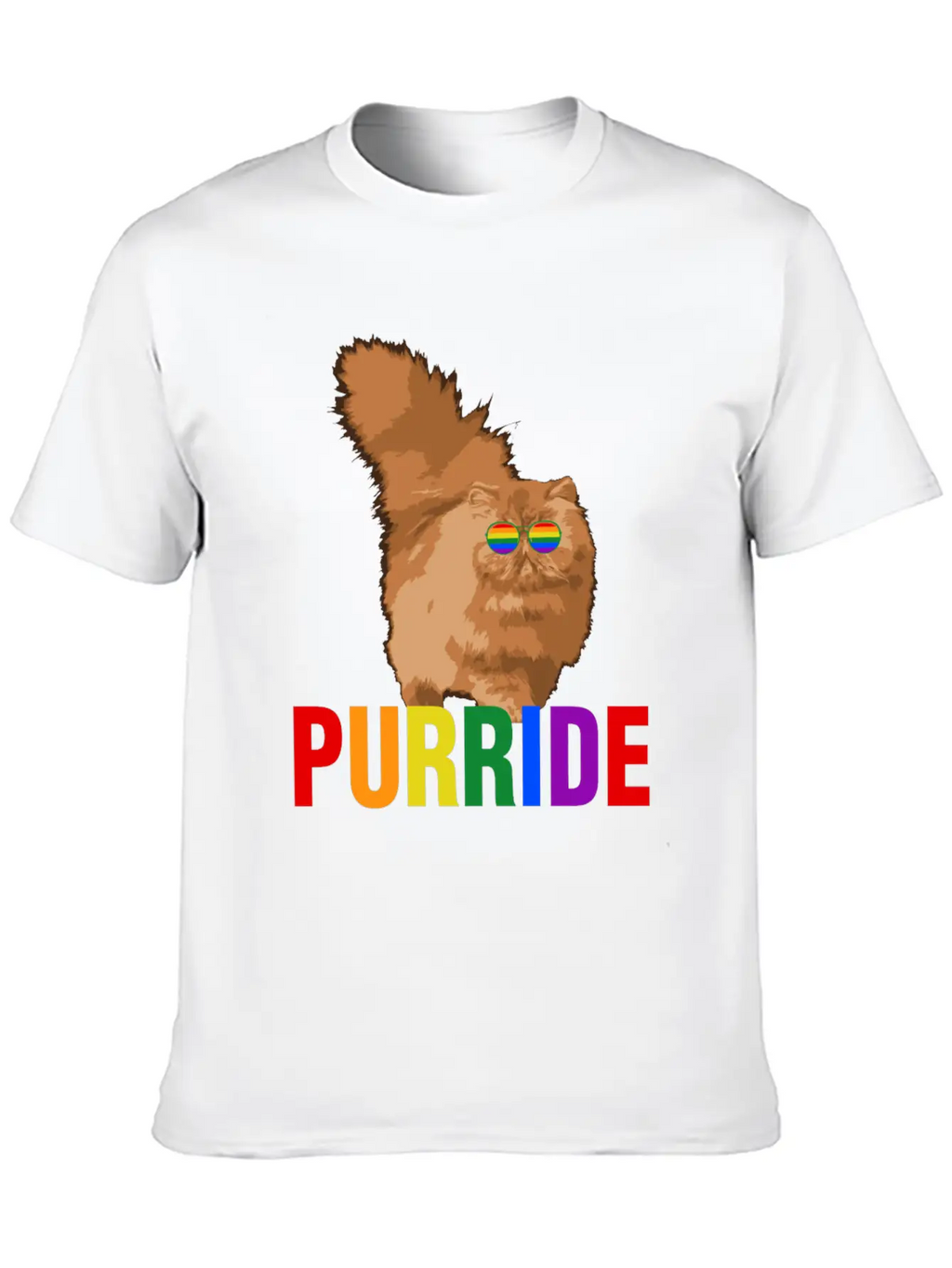 Lgbtq Pride Purride Rainbow Cat Gay Pride Support Essential Cotton Tee For Daily Outfits – Unisex Style