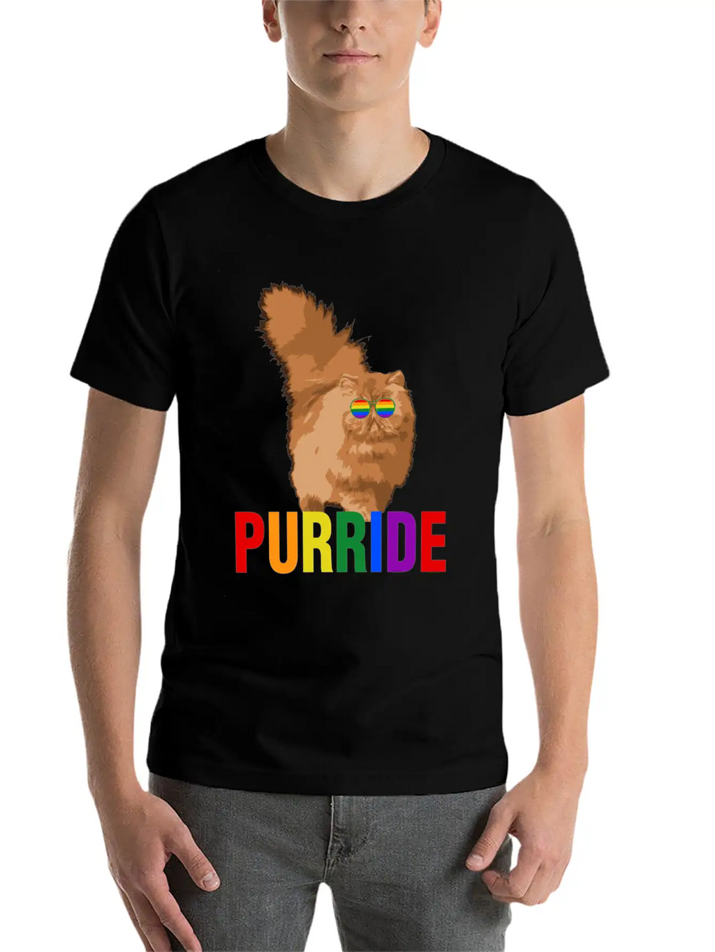 Lgbtq Pride Purride Rainbow Cat Gay Pride Support Essential Cotton Tee For Daily Outfits – Unisex Style