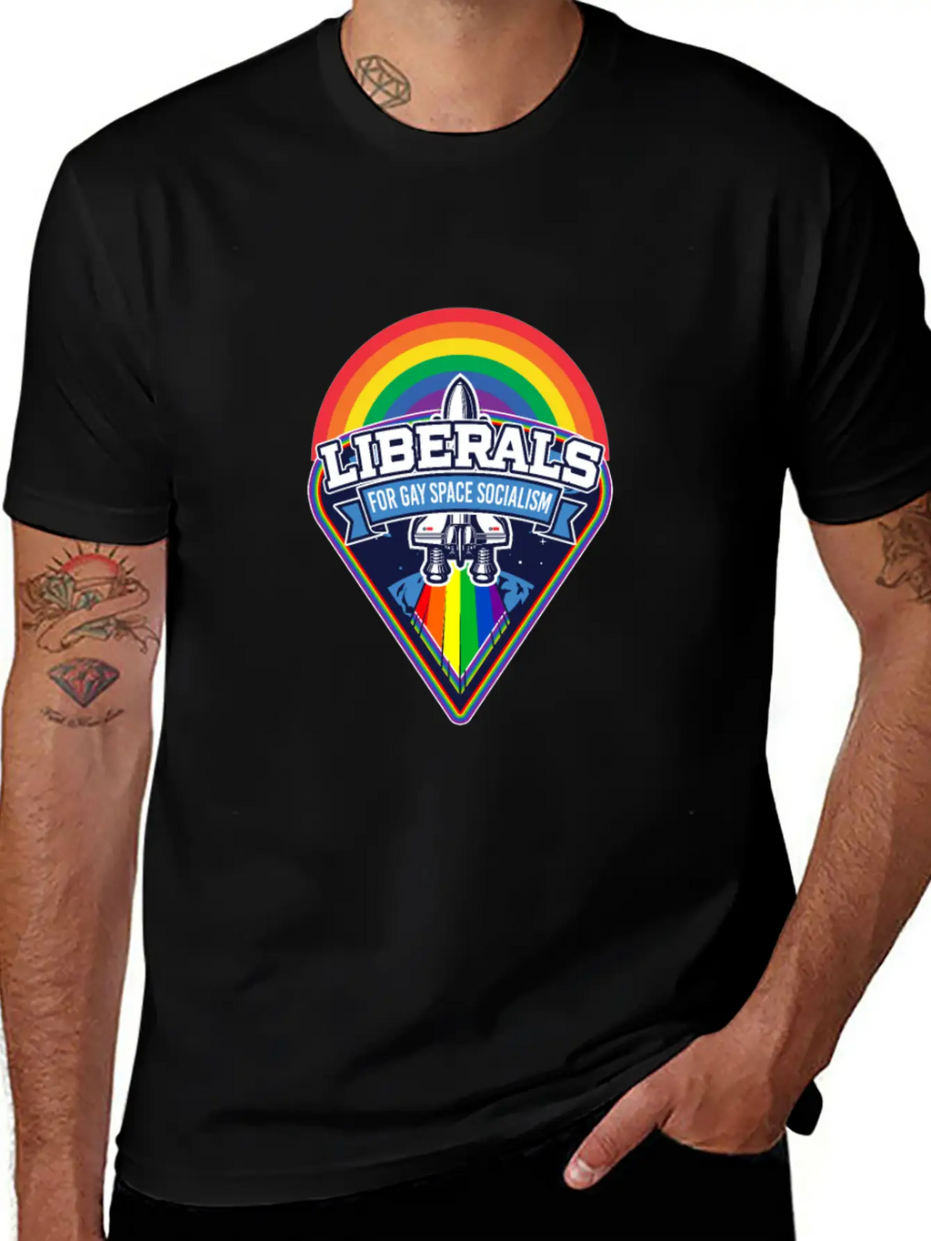 Liberals For Gay Space Socialism LGBT Basic Graphic T-Shirt – Daily Comfort In Soft Cotton