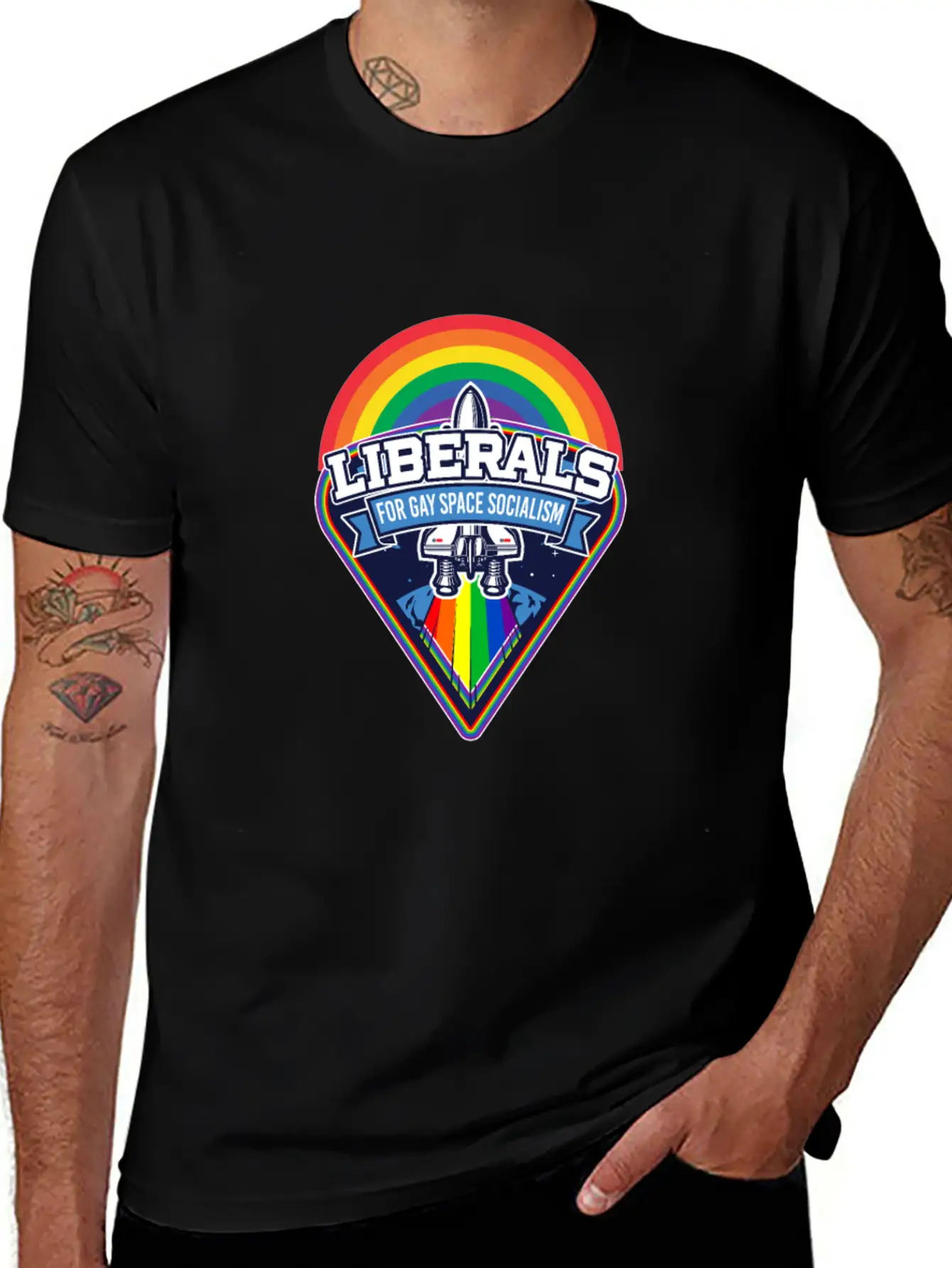 Liberals For Gay Space Socialism LGBT Basic Graphic T-Shirt – Daily Comfort In Soft Cotton