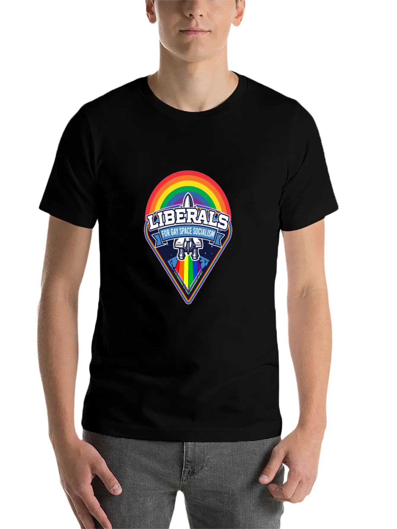 Liberals For Gay Space Socialism LGBT Basic Graphic T-Shirt – Daily Comfort In Soft Cotton
