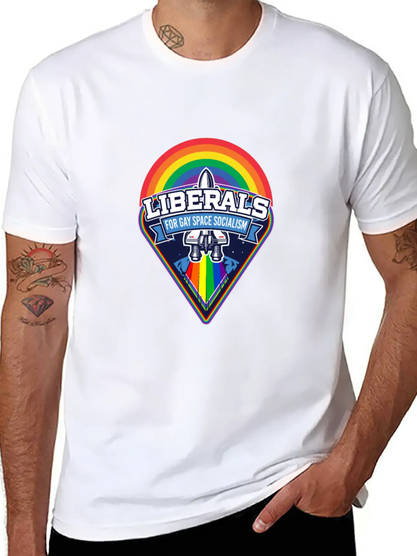 Liberals For Gay Space Socialism LGBT Basic Graphic T-Shirt – Daily Comfort In Soft Cotton