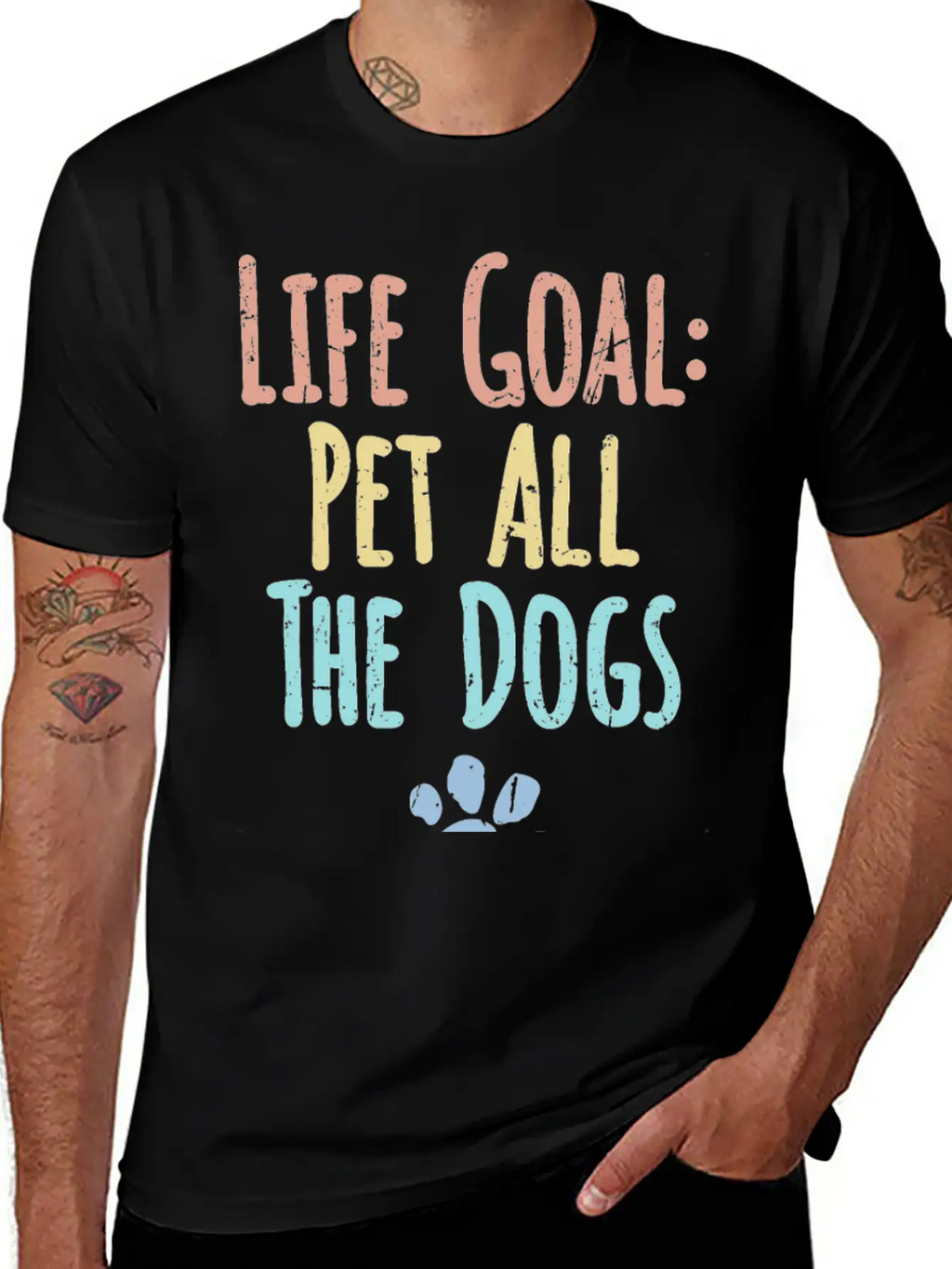 Life Goal Pet All The Dogs Funny Pet Dog Lover Stylish Everyday T-Shirt – Unisex Basic Cotton Tee