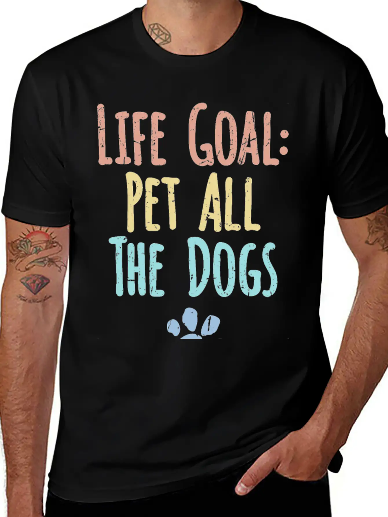 Life Goal Pet All The Dogs Funny Pet Dog Lover Stylish Everyday T-Shirt – Unisex Basic Cotton Tee