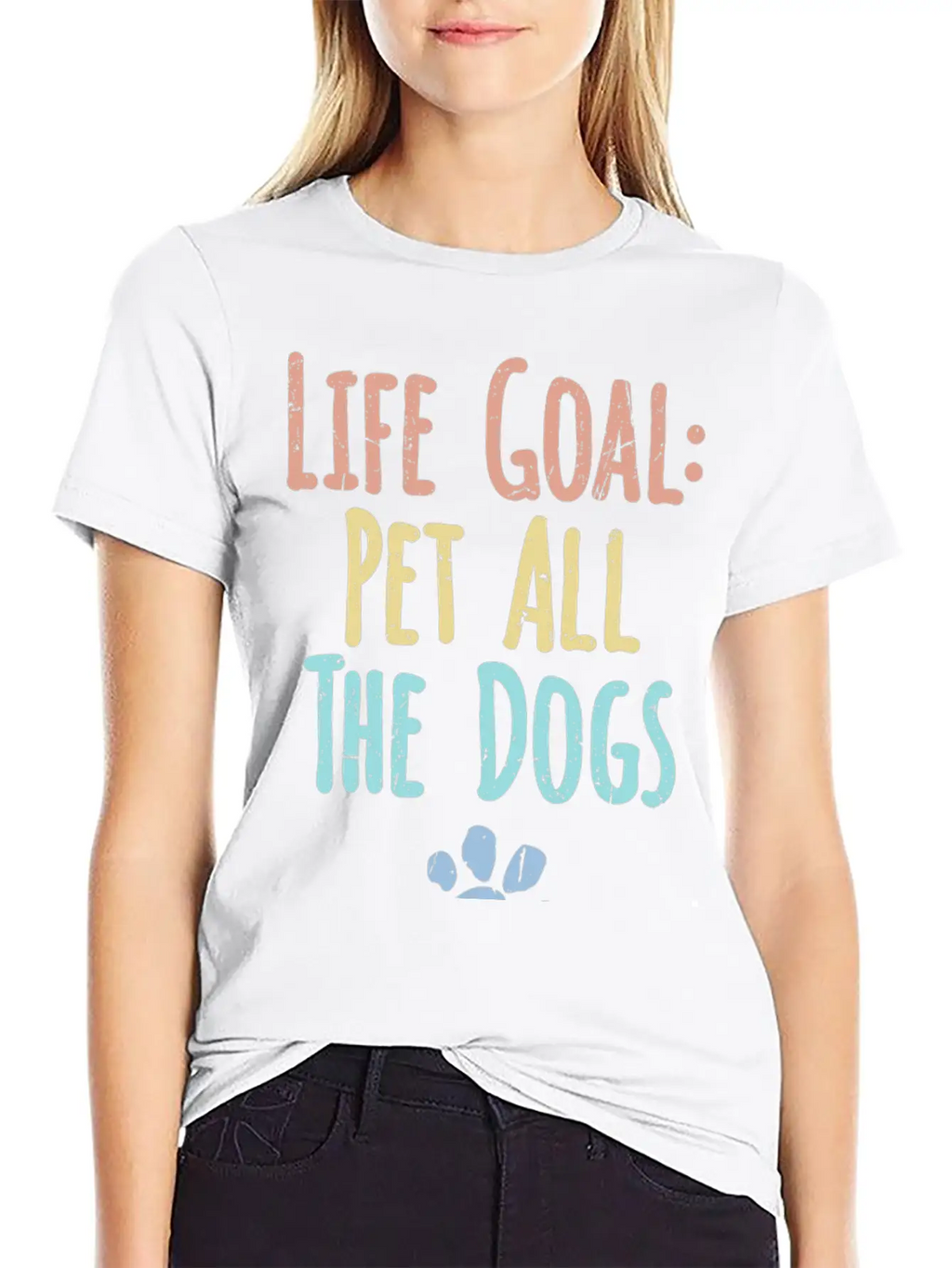 Life Goal Pet All The Dogs Funny Pet Dog Lover Stylish Everyday T-Shirt – Unisex Basic Cotton Tee