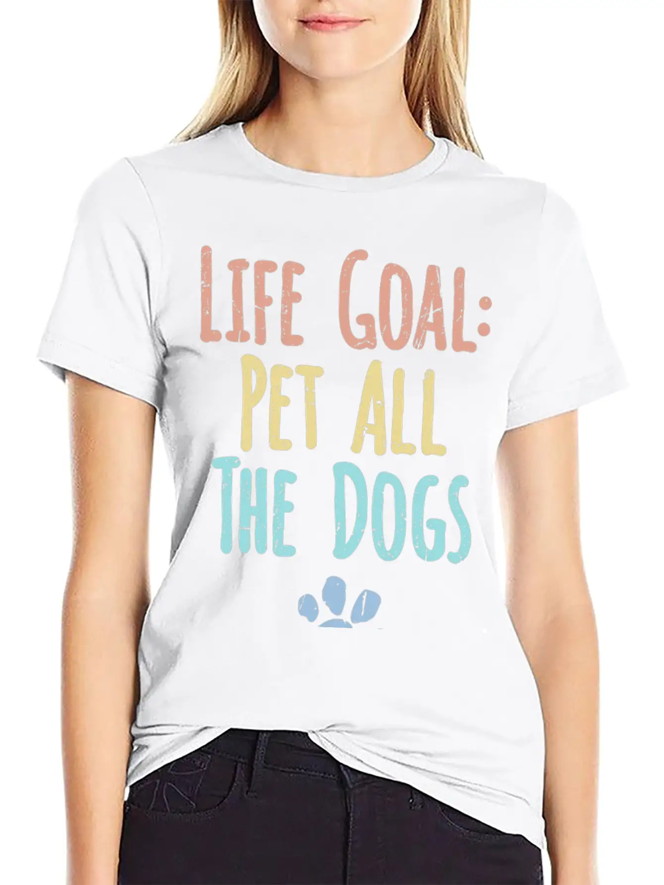 Life Goal Pet All The Dogs Funny Pet Dog Lover Stylish Everyday T-Shirt – Unisex Basic Cotton Tee