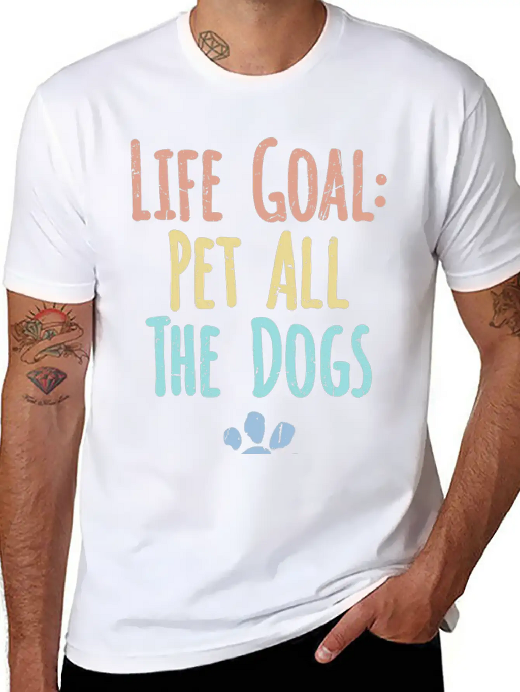 Life Goal Pet All The Dogs Funny Pet Dog Lover Stylish Everyday T-Shirt – Unisex Basic Cotton Tee