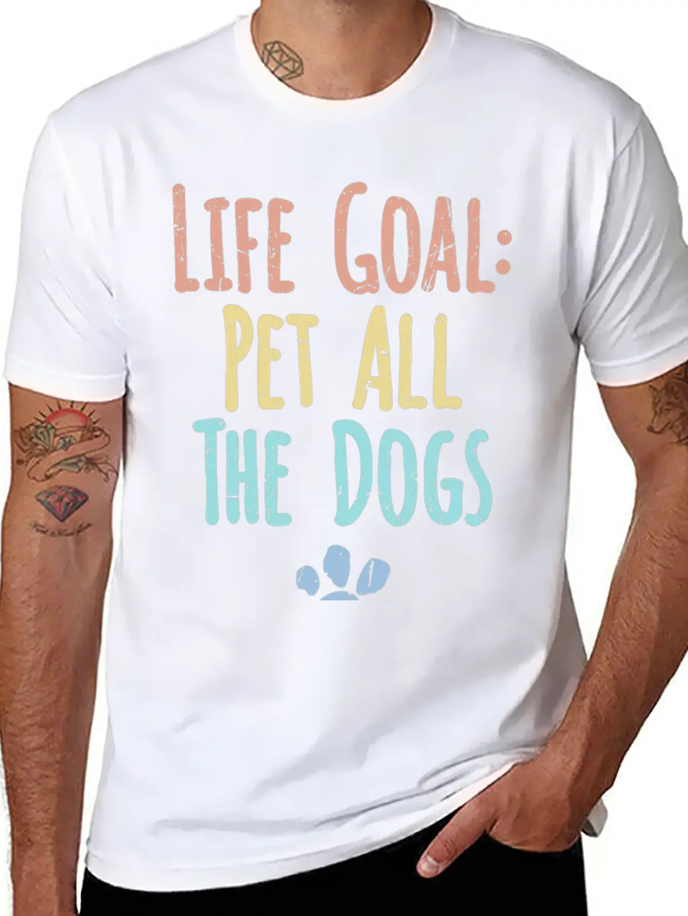 Life Goal Pet All The Dogs Funny Pet Dog Lover Stylish Everyday T-Shirt – Unisex Basic Cotton Tee