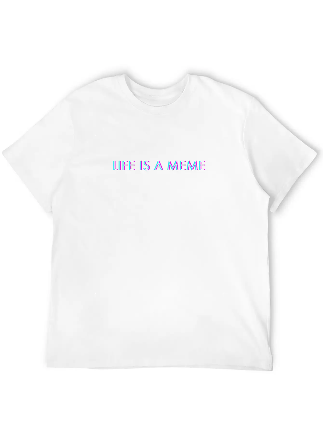 Life Is A Meme Anaglyph Glitch Art Vaporwave Gift Breathable Soft Cotton T-Shirt – Timeless Casual Look