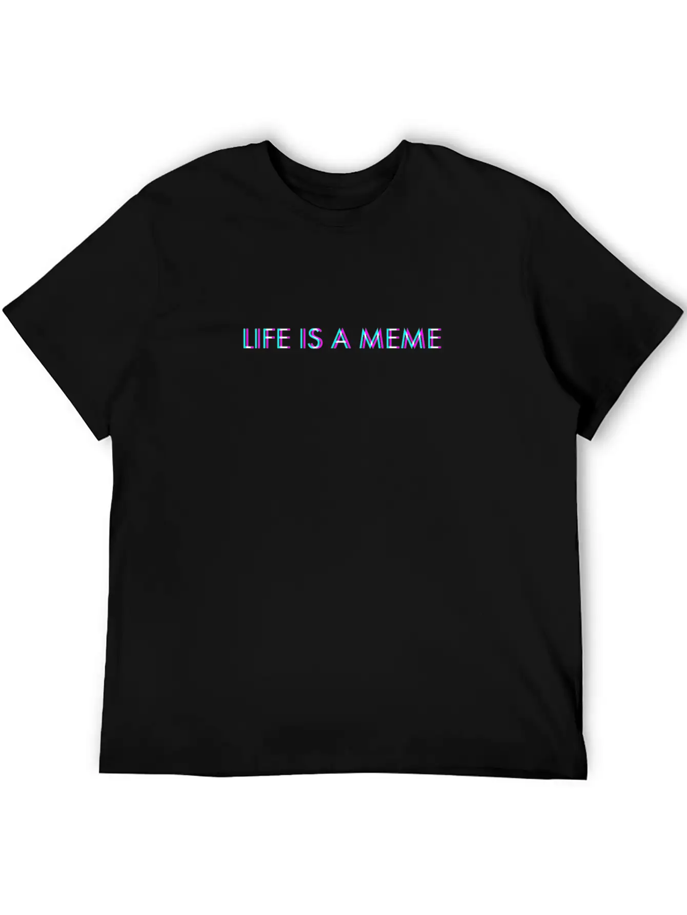 Life Is A Meme Anaglyph Glitch Art Vaporwave Gift Breathable Soft Cotton T-Shirt – Timeless Casual Look