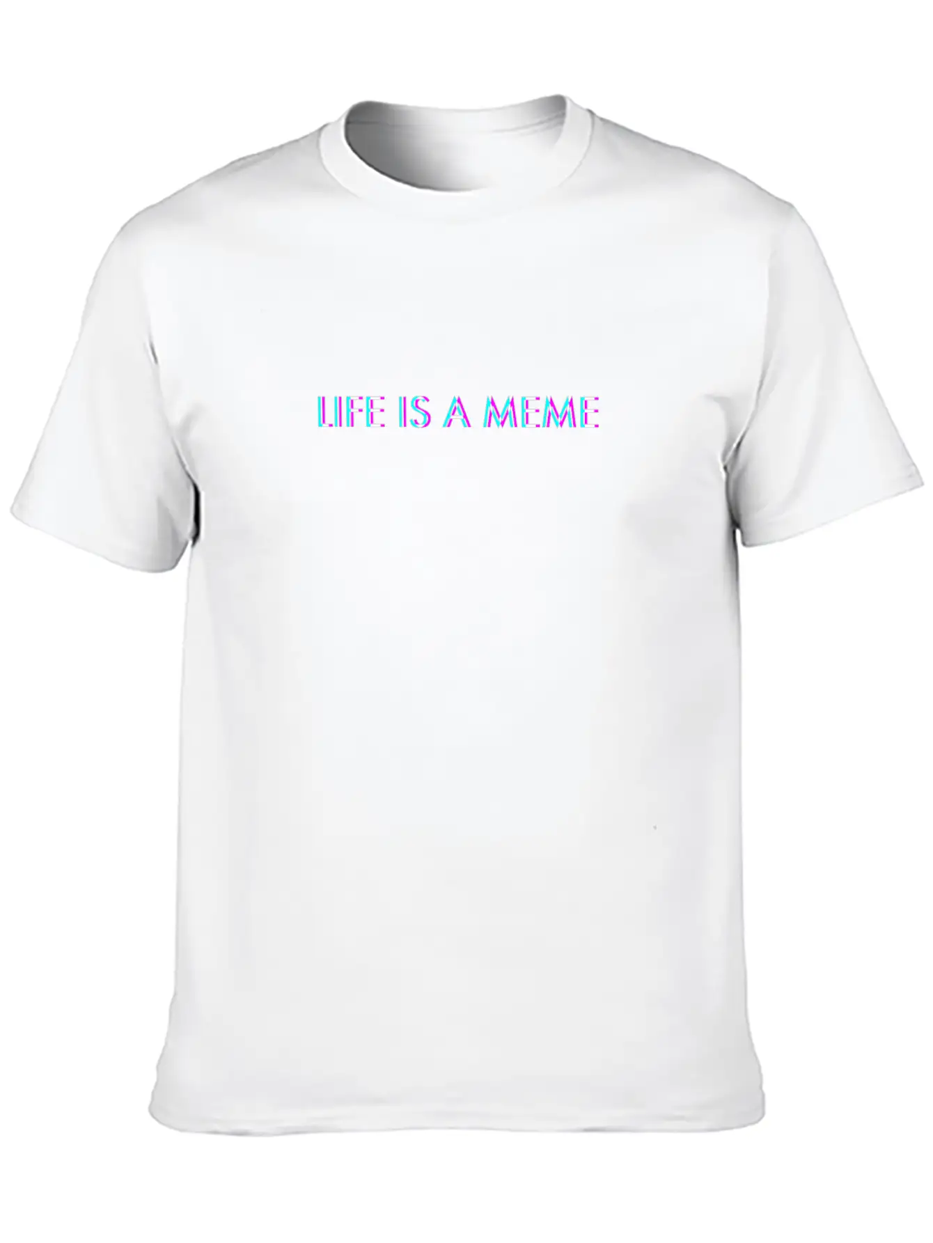 Life Is A Meme Anaglyph Glitch Art Vaporwave Gift Breathable Soft Cotton T-Shirt – Timeless Casual Look