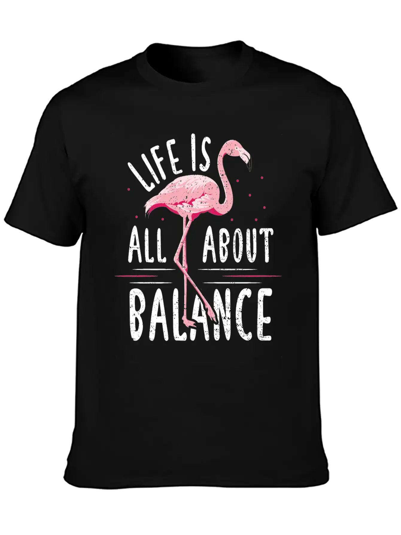Life Is All About Balance - Flamingo Timeless Short Sleeve Tee – Comfy And Minimalist Design