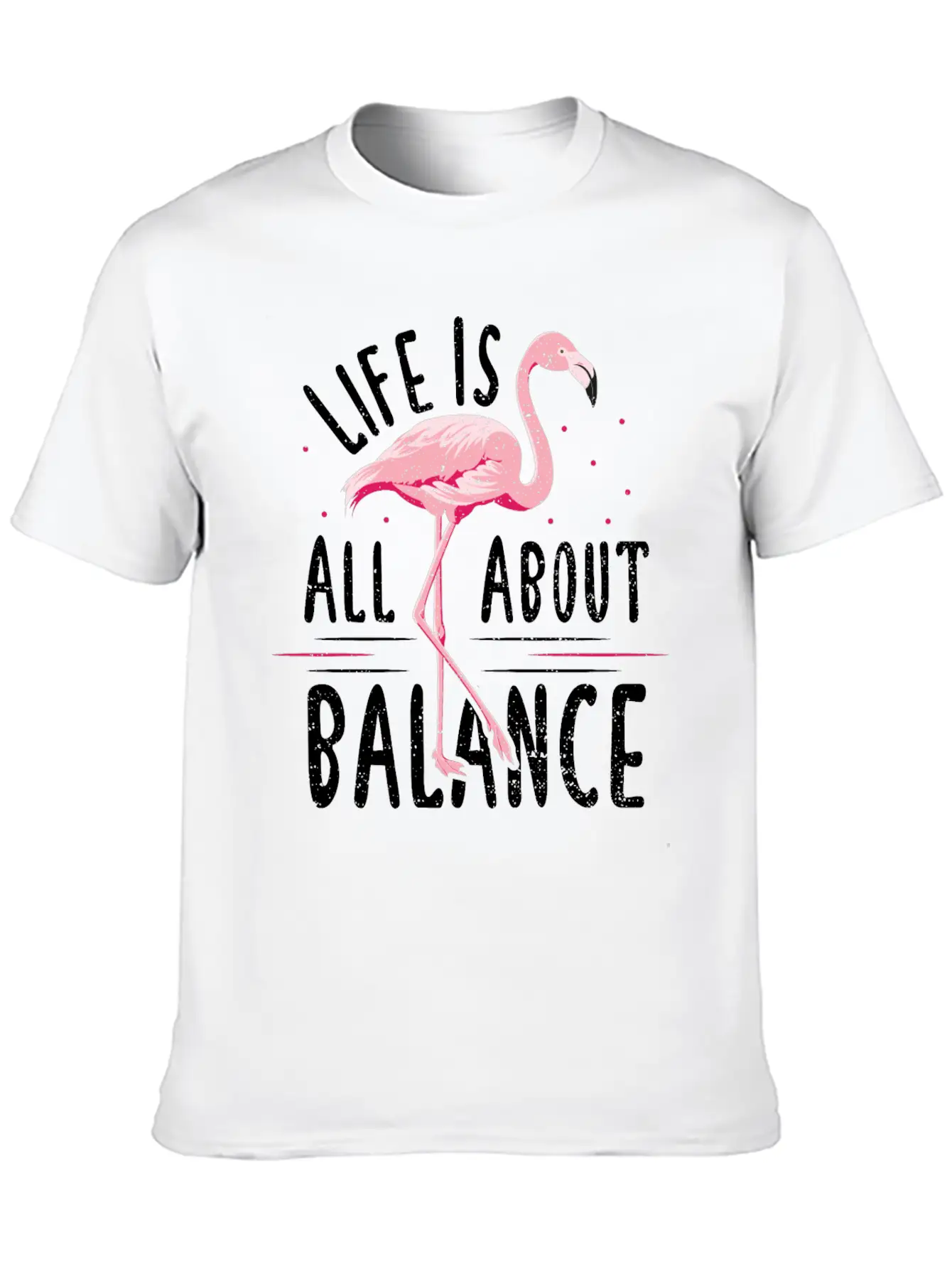 Life Is All About Balance - Flamingo Timeless Short Sleeve Tee – Comfy And Minimalist Design