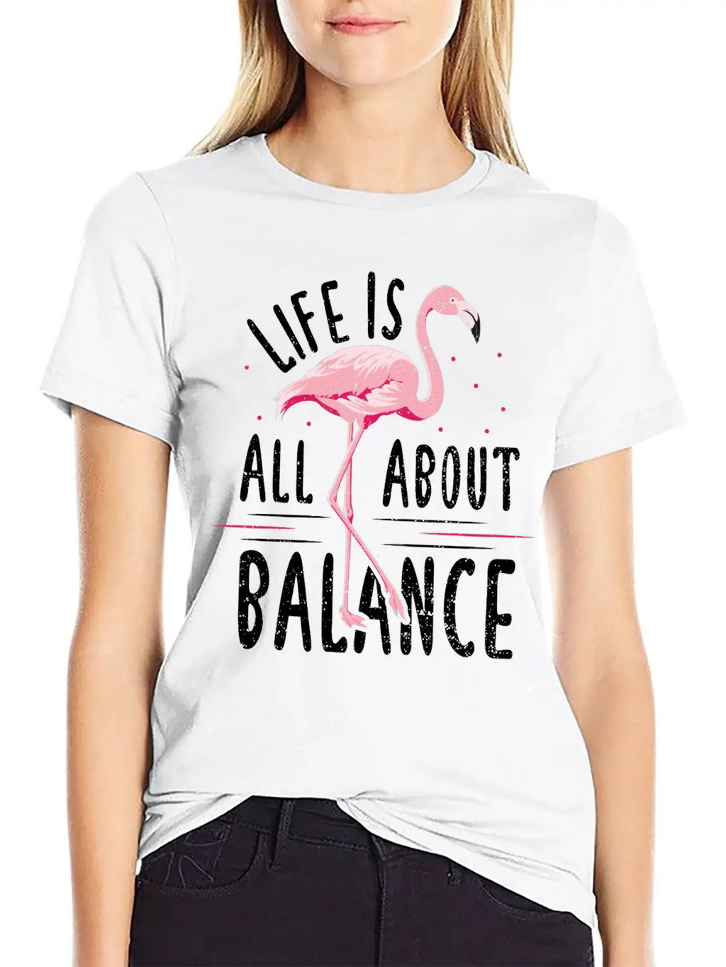 Life Is All About Balance - Flamingo Timeless Short Sleeve Tee – Comfy And Minimalist Design