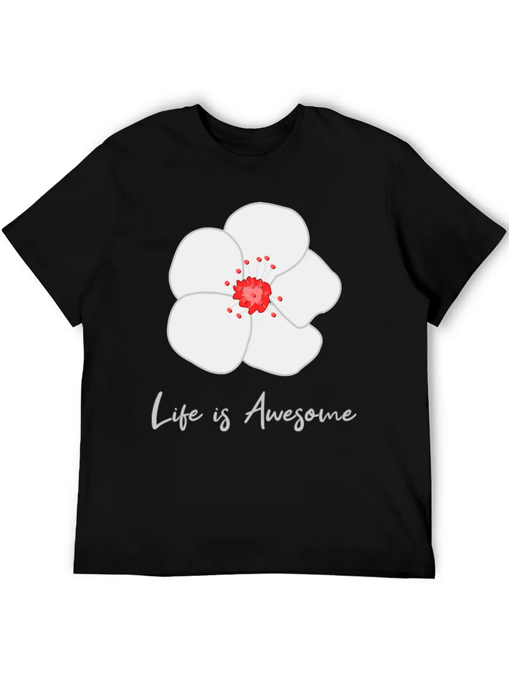 Life Is Awesome Cherry Blossom Essential Cotton Tee For Daily Outfits – Unisex Style