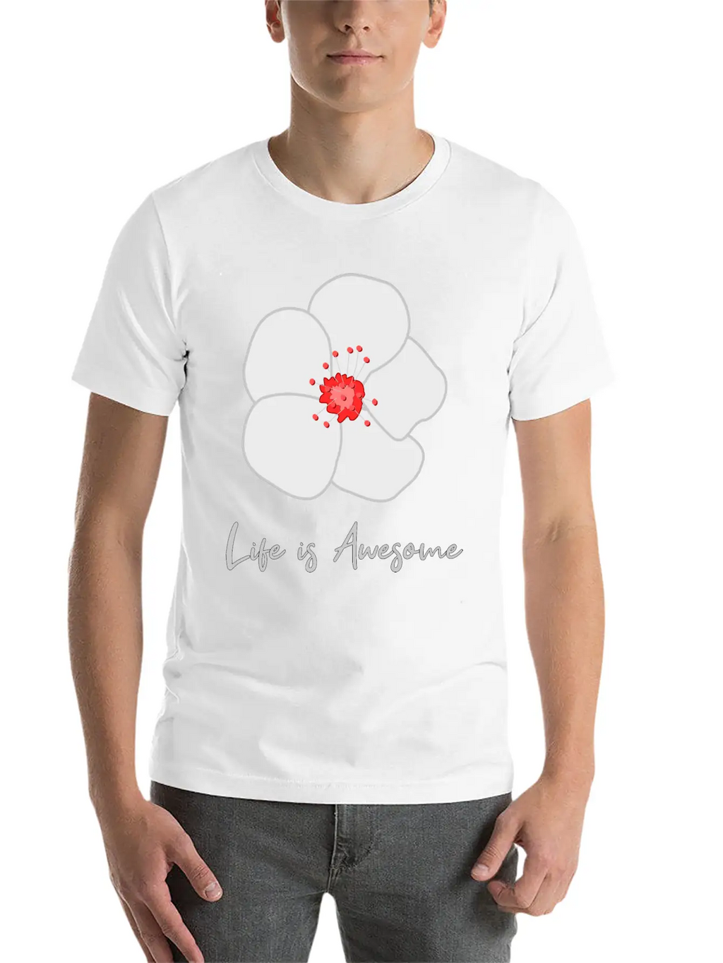 Life Is Awesome Cherry Blossom Essential Cotton Tee For Daily Outfits – Unisex Style