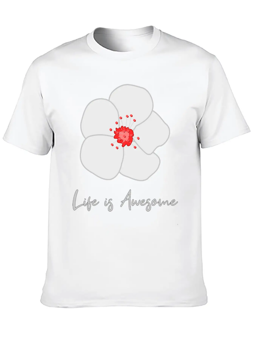 Life Is Awesome Cherry Blossom Essential Cotton Tee For Daily Outfits – Unisex Style