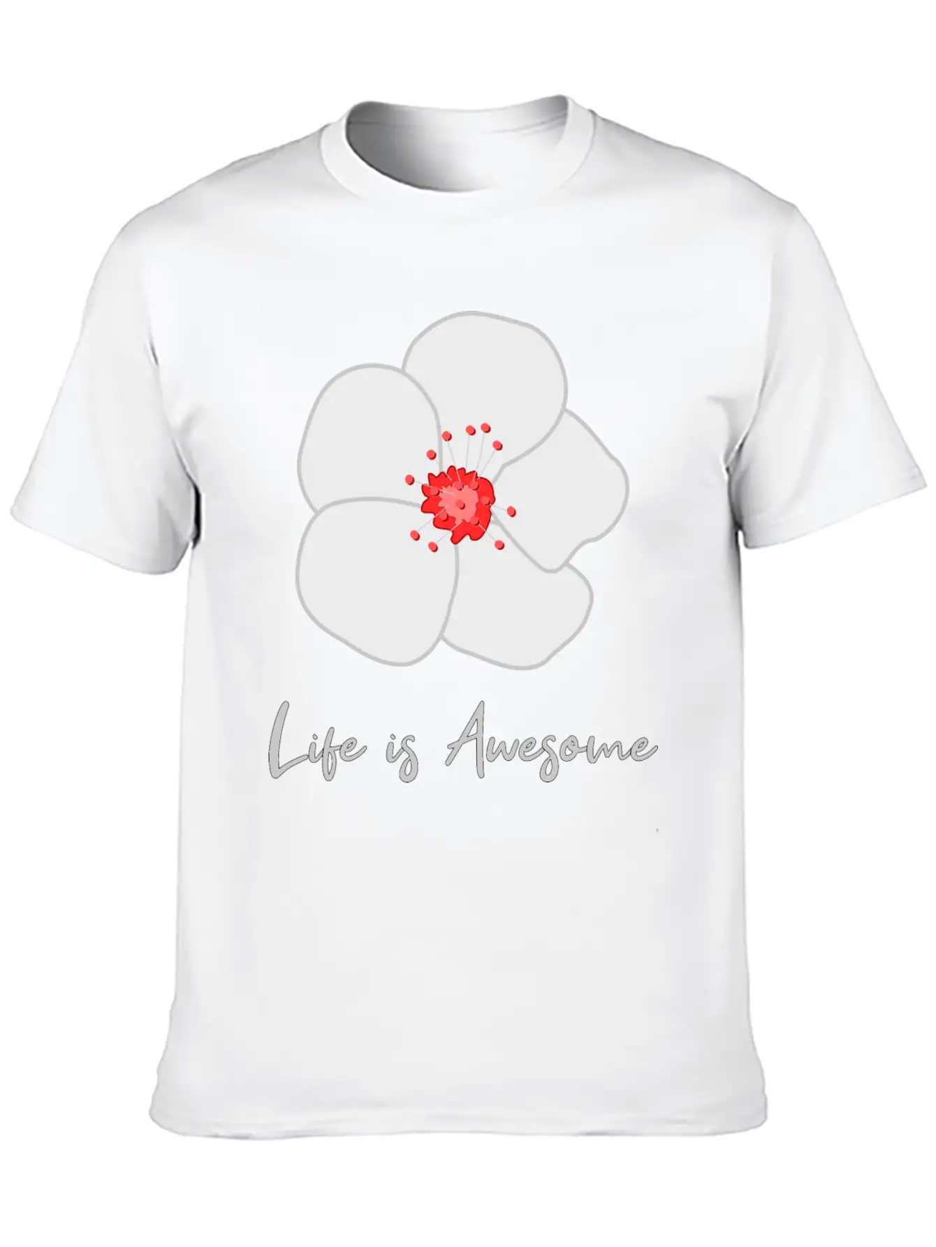 Life Is Awesome Cherry Blossom Essential Cotton Tee For Daily Outfits – Unisex Style
