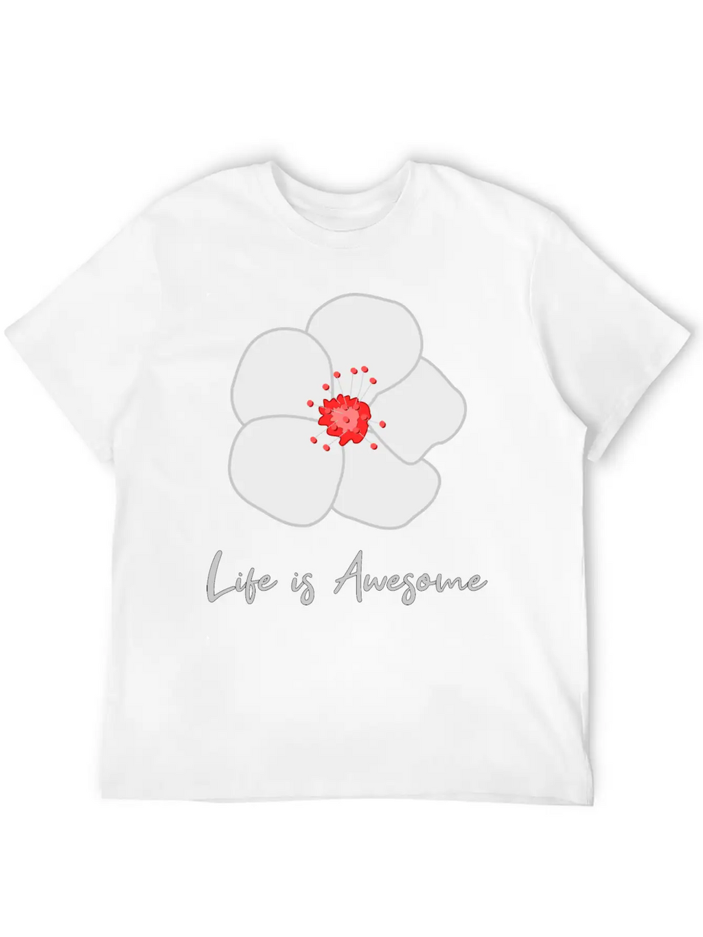 Life Is Awesome Cherry Blossom Essential Cotton Tee For Daily Outfits – Unisex Style