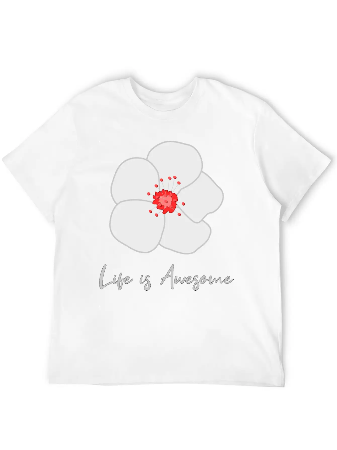 Life Is Awesome Cherry Blossom Essential Cotton Tee For Daily Outfits – Unisex Style