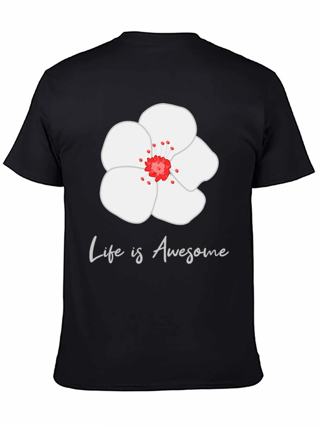 Life Is Awesome Cherry Blossom Essential Cotton Tee For Daily Outfits – Unisex Style