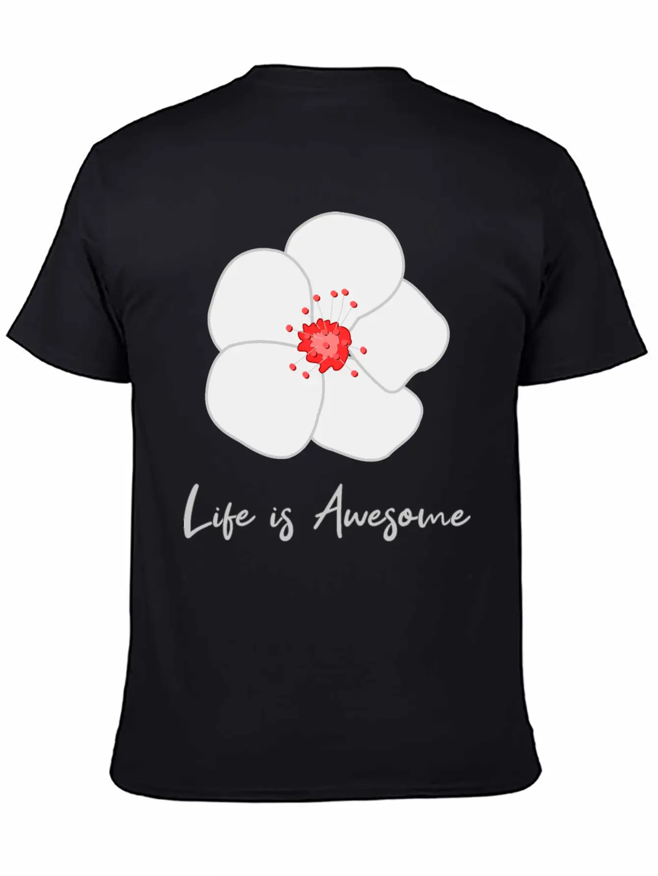Life Is Awesome Cherry Blossom Essential Cotton Tee For Daily Outfits – Unisex Style