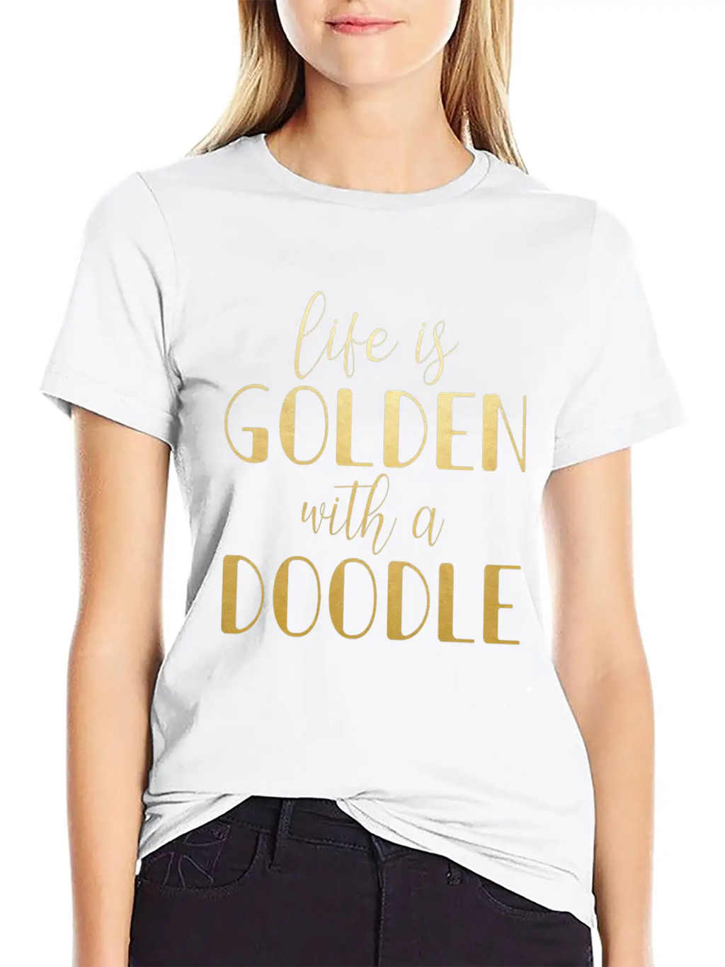 Life Is Golden With A Doodle / Funny Golden Doodle Timeless Short Sleeve Tee – Comfy And Minimalist Design