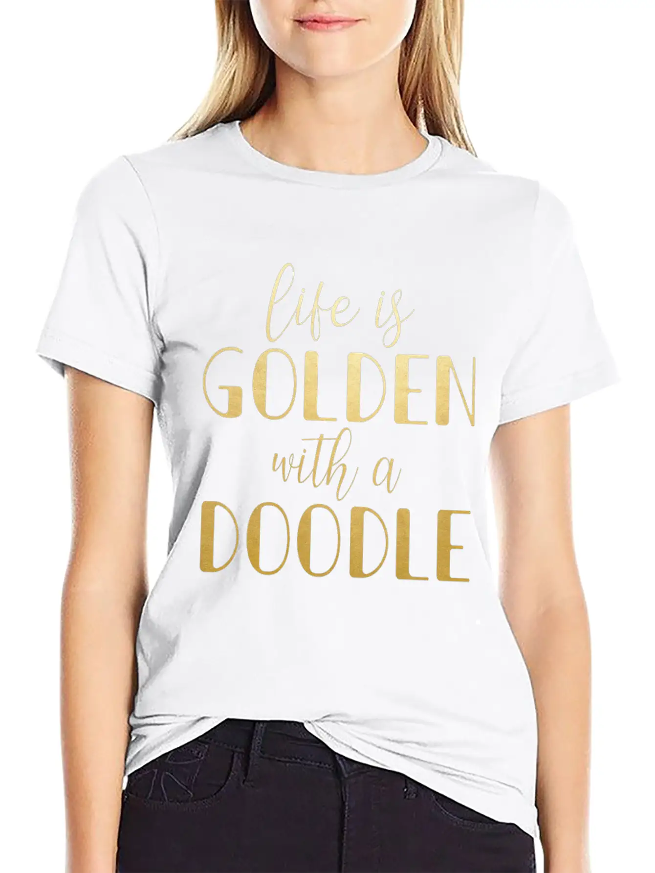 Life Is Golden With A Doodle / Funny Golden Doodle Timeless Short Sleeve Tee – Comfy And Minimalist Design