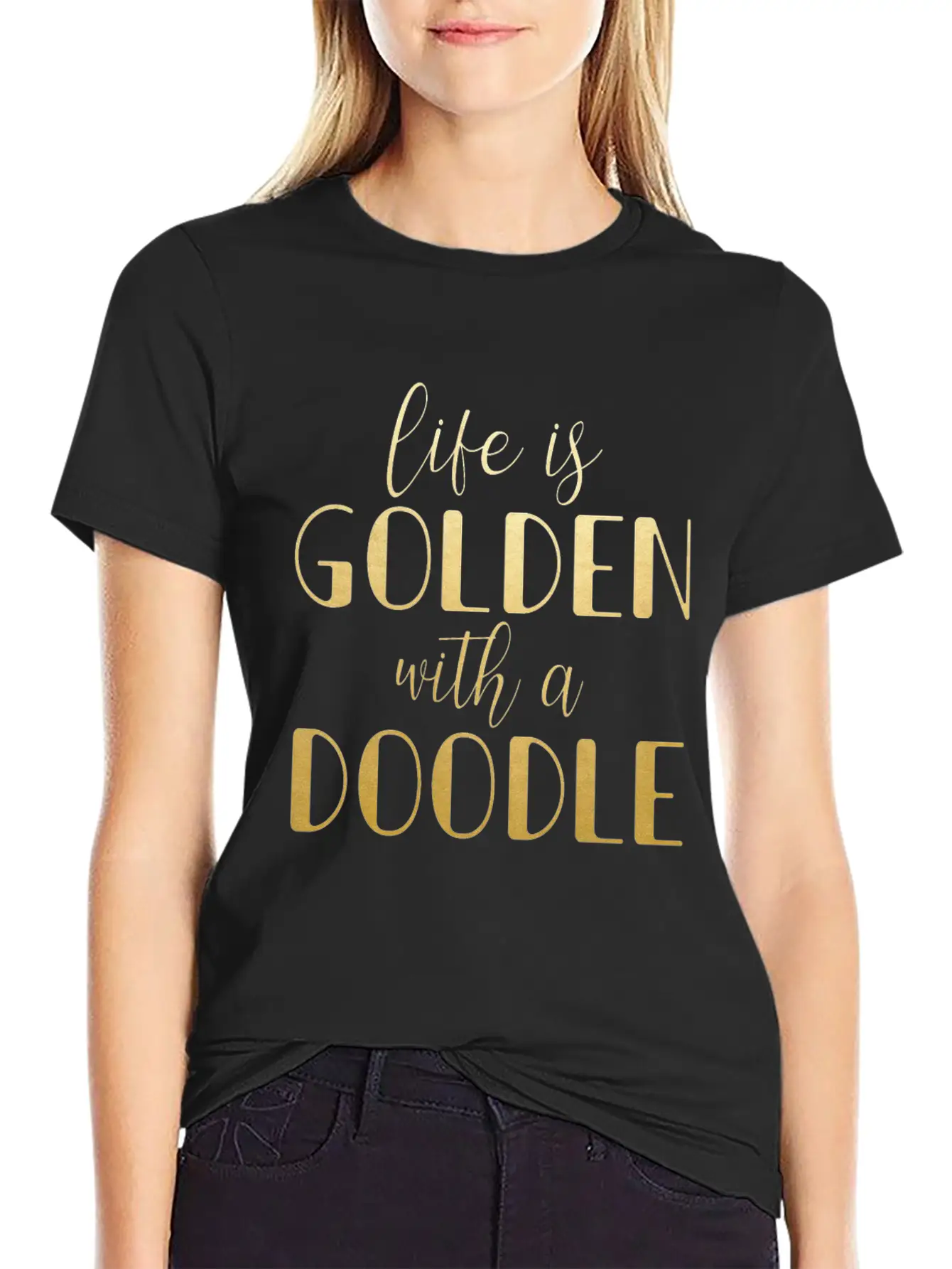 Life Is Golden With A Doodle / Funny Golden Doodle Timeless Short Sleeve Tee – Comfy And Minimalist Design