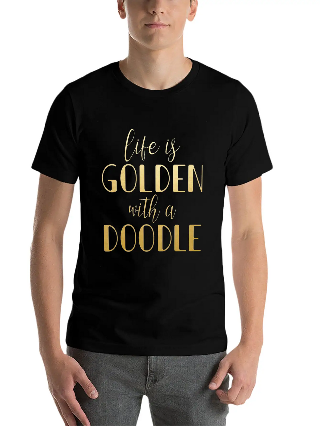 Life Is Golden With A Doodle / Funny Golden Doodle Timeless Short Sleeve Tee – Comfy And Minimalist Design