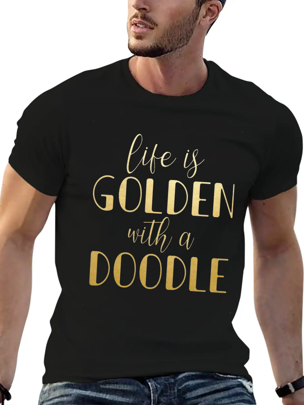 Life Is Golden With A Doodle / Funny Golden Doodle Timeless Short Sleeve Tee – Comfy And Minimalist Design