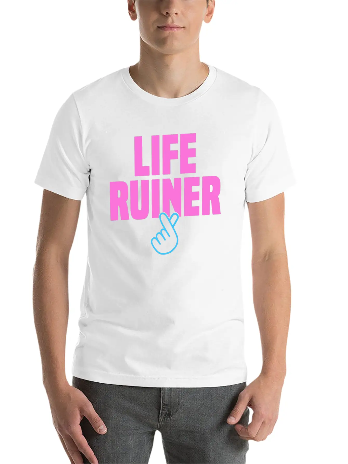 Life Ruiner K-Pop Merchandise Finger Heart Breathable Soft Cotton T-Shirt – Timeless Casual Look