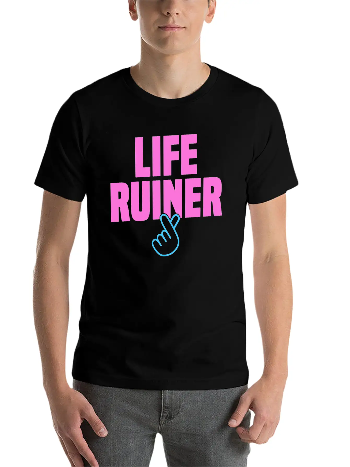 Life Ruiner K-Pop Merchandise Finger Heart Breathable Soft Cotton T-Shirt – Timeless Casual Look