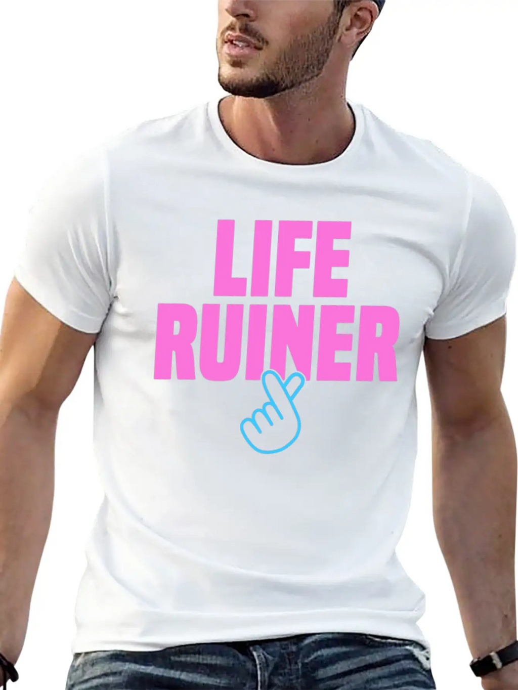 Life Ruiner K-Pop Merchandise Finger Heart Breathable Soft Cotton T-Shirt – Timeless Casual Look