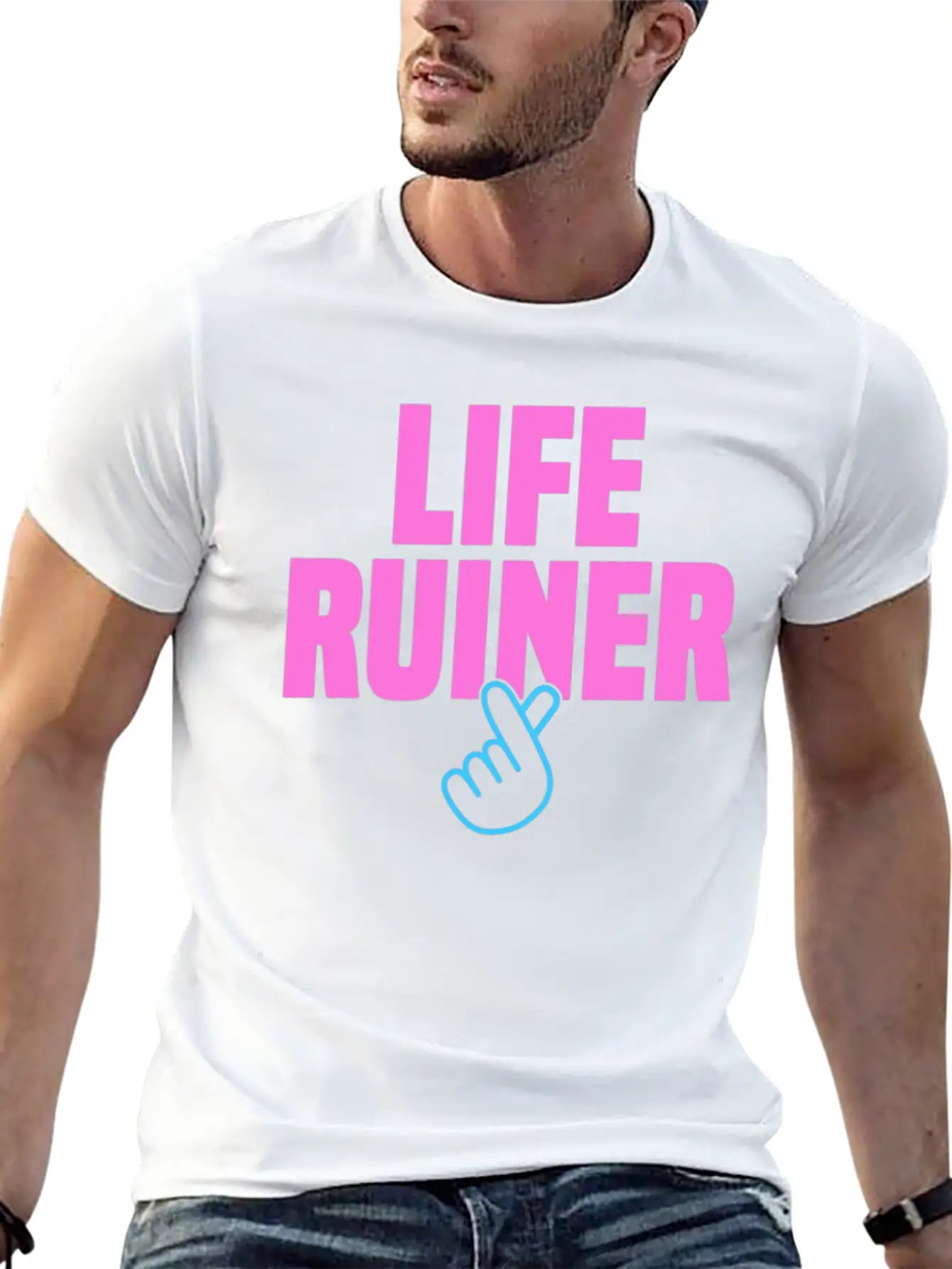 Life Ruiner K-Pop Merchandise Finger Heart Breathable Soft Cotton T-Shirt – Timeless Casual Look