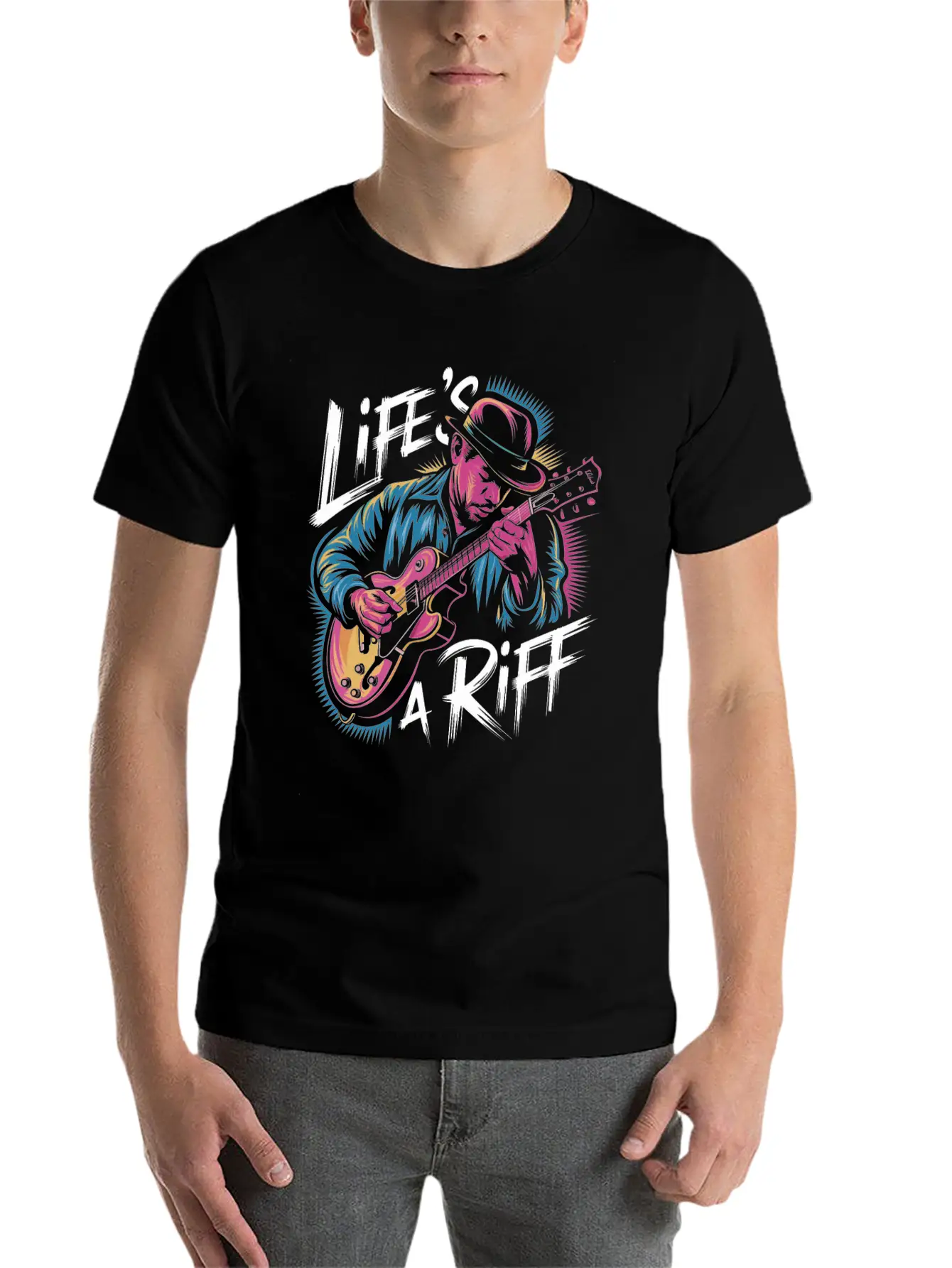 Life's A Riff: Embrace The Jazz Vibe Essential Cotton Tee For Daily Outfits – Unisex Style