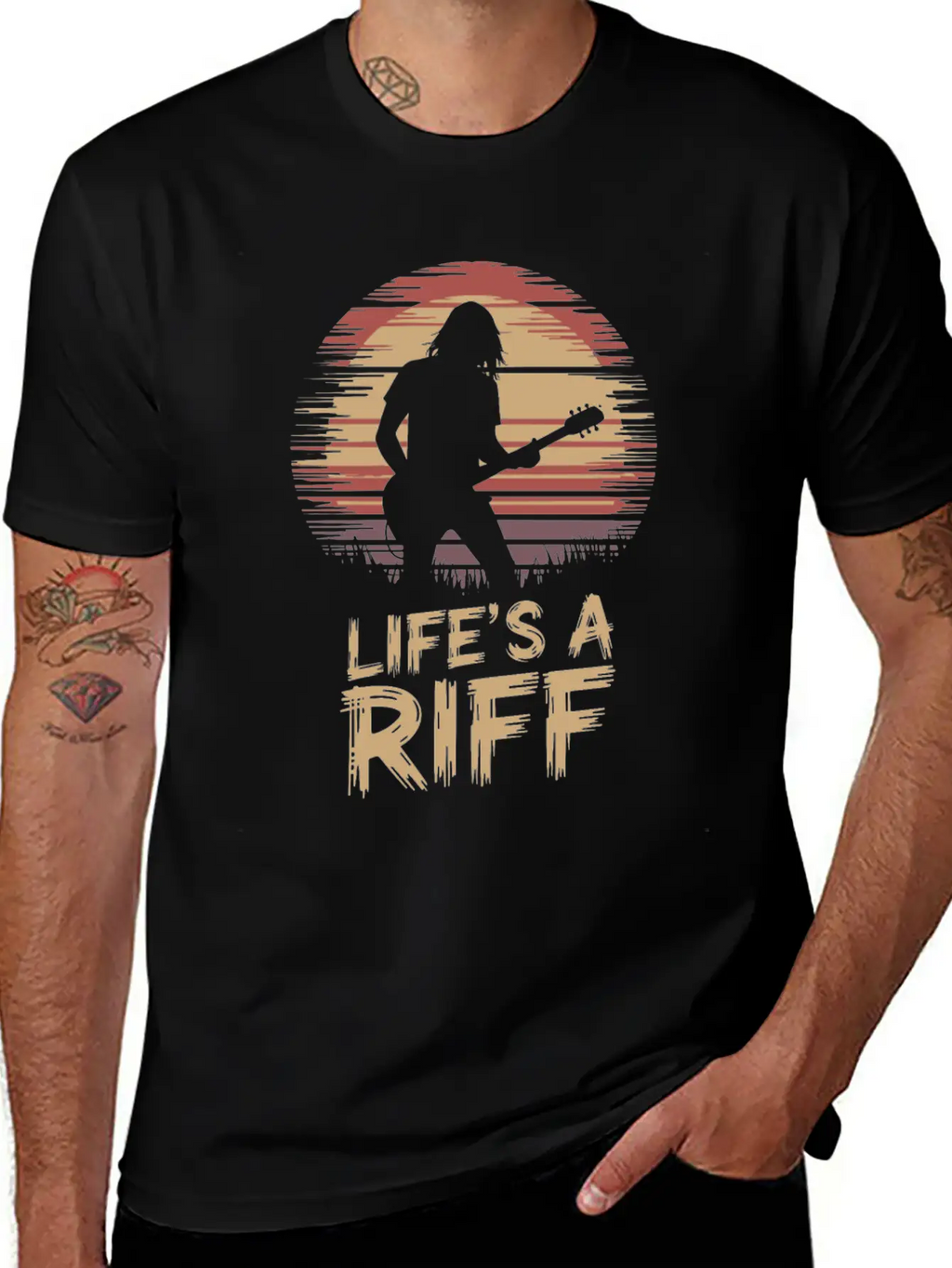 Life's A Riff Guitar Player Silhouette Art Essential Unisex Summer Tee – Soft Cotton Casual Fit