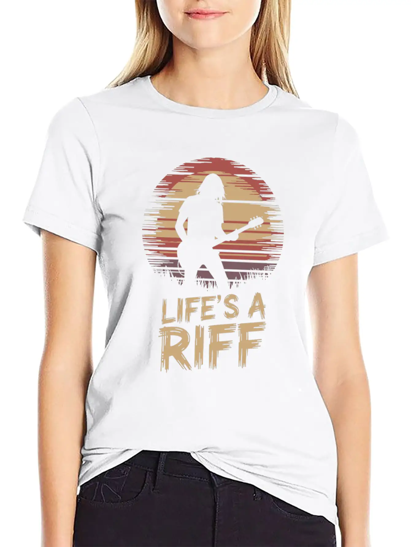 Life's A Riff Guitar Player Silhouette Art Essential Unisex Summer Tee – Soft Cotton Casual Fit