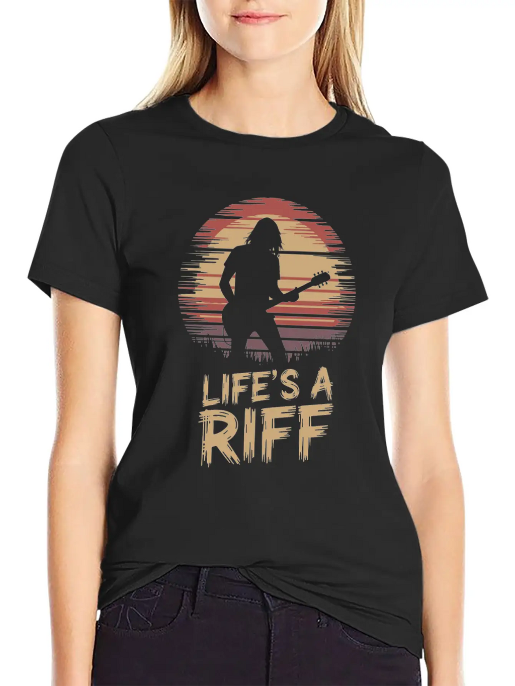 Life's A Riff Guitar Player Silhouette Art Essential Unisex Summer Tee – Soft Cotton Casual Fit