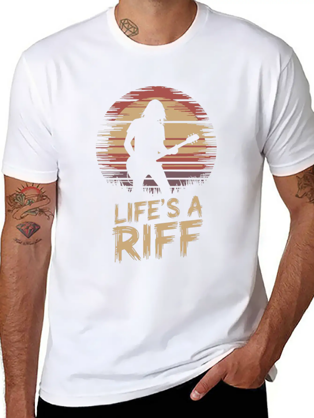 Life's A Riff Guitar Player Silhouette Art Essential Unisex Summer Tee – Soft Cotton Casual Fit