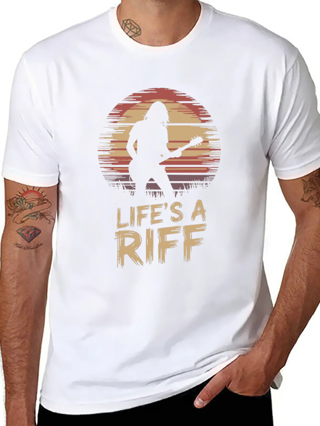 Life's A Riff Guitar Player Silhouette Art Essential Unisex Summer Tee – Soft Cotton Casual Fit