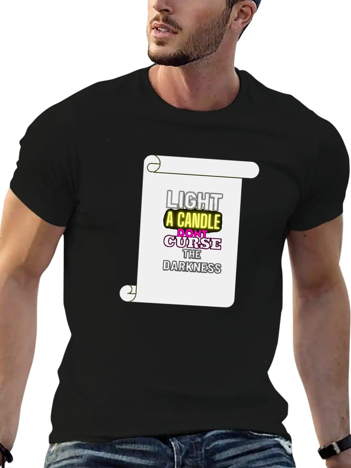 LIGHT A CANDLE DONT CURSE THE DARKNESS Classic Cotton Tee – Unisex Comfort For Any Season